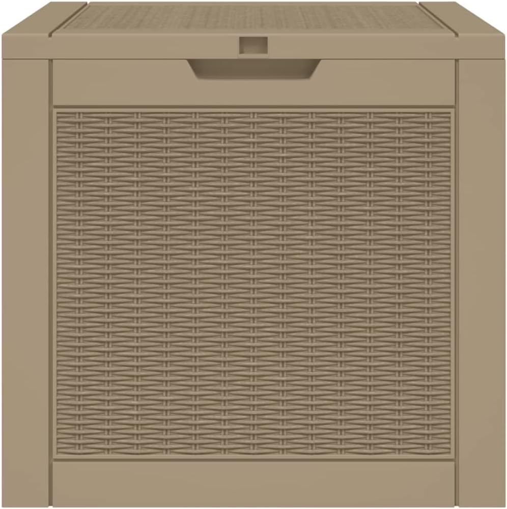 Patio Storage Box Light Brown 21.9"x16.9"x20.9" Polypropylene, Patio Storage Boxes