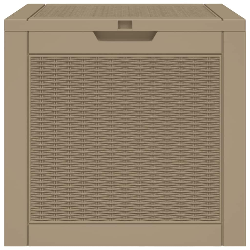 Cassapanca da giardino marrone chiaro, 55,5 x 43 x 53 cm, in polipropilene, resistente alle intemperie, richiudibile, con coperchio e maniglie laterali, per grandi attrezzi da giardino e