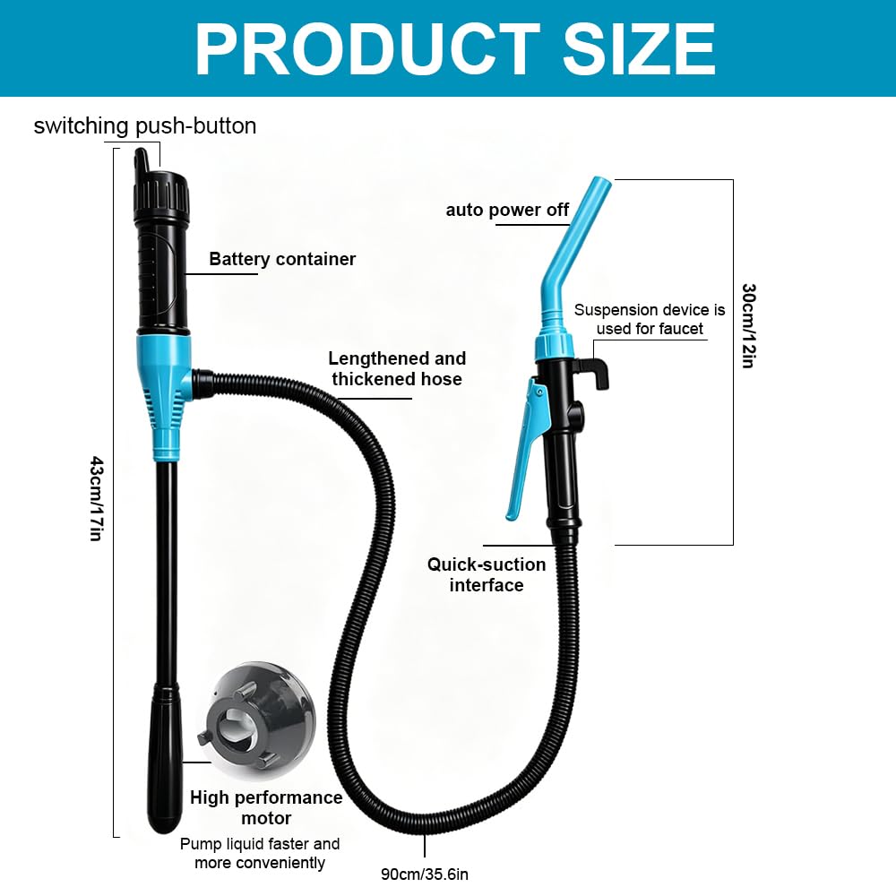 Pompe Electrique Carburant- Alimenté par Batterie, 2,4 GPM (9 L/min) Pompe de Transfert Carburant, Pompe Essence Électrique, pour Essence, Diesel, Huile Moteur, Carburants