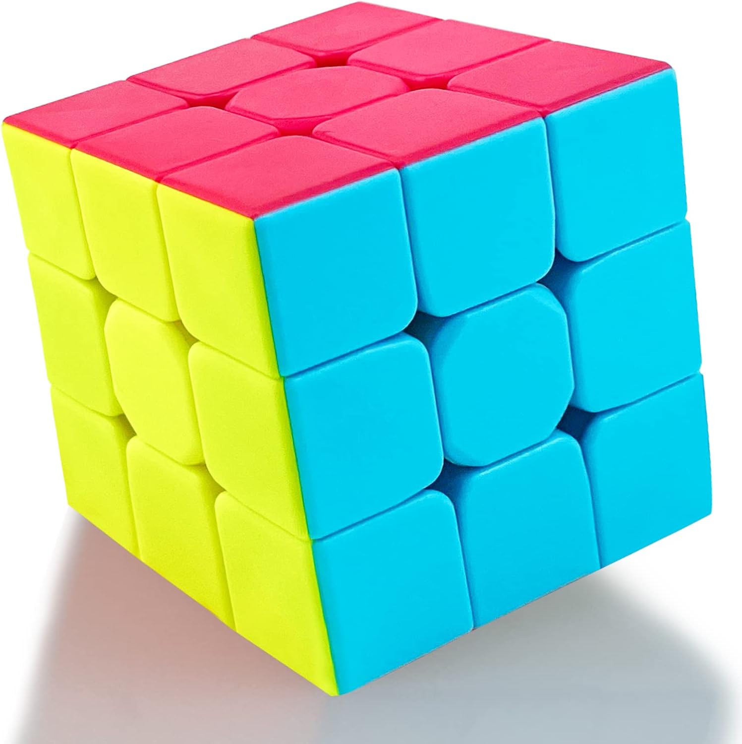 Speed Cube 3x3, Stickerless Magic Cube Puzzle Boxes 3D Cube Puzzle Kids, Easy Turning and Smooth Brain Teaser Game for Kids Adults Puzzles Educational Toys Gifts (QY 55mm)