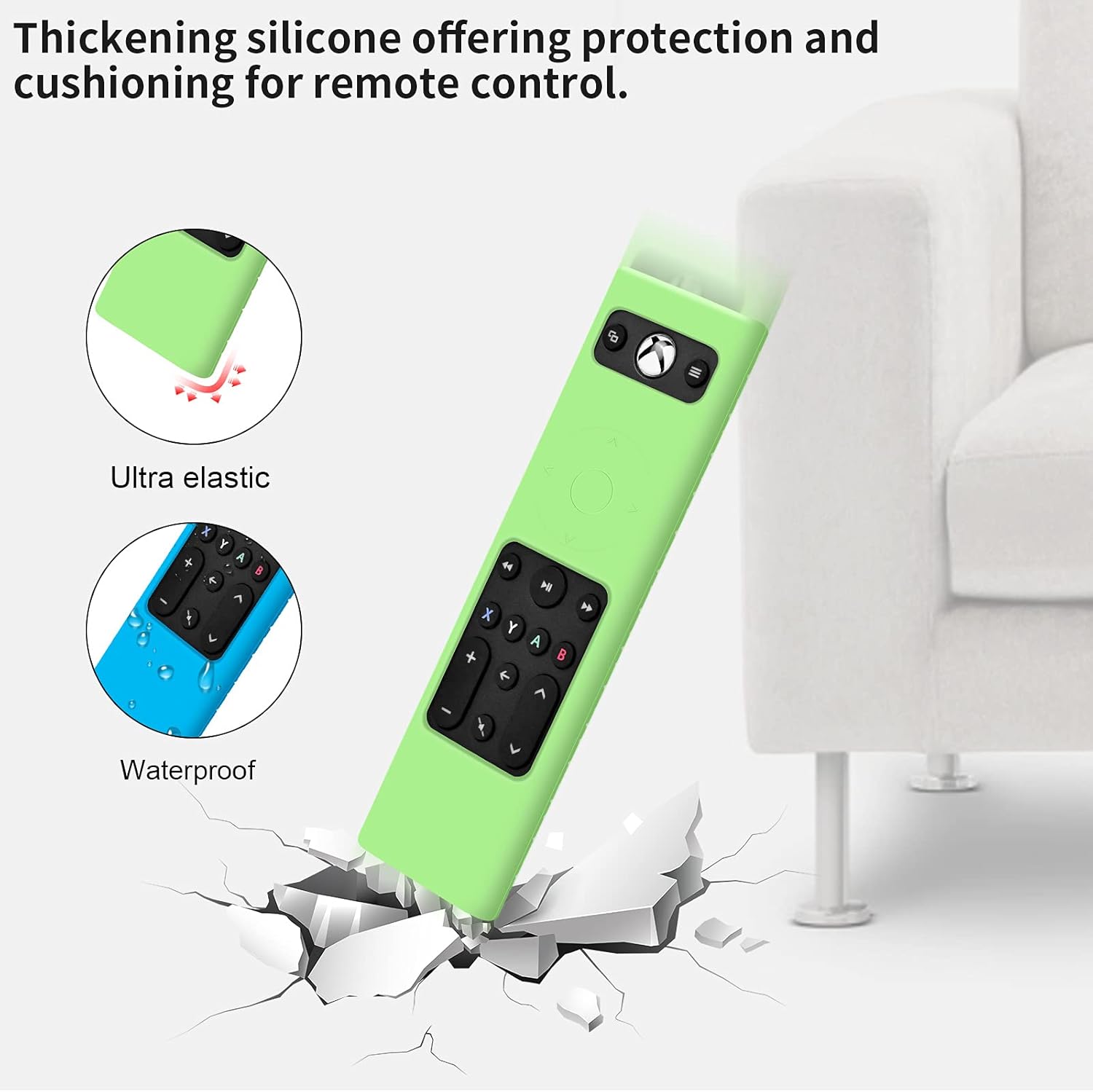 [2 Pack] Silicone Cases for PDP Gaming Multipurpose Media Remote Xbox Series X|SXbox OneXbox, Waterproof One Cover, Anti-Slip Shockproof Protective Sleeve Blue Green Glow in Dark