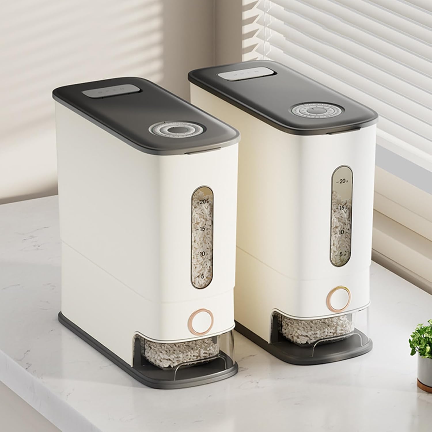 Large Rice Container | 24L Large Capacity Press Preservation - Rice Storage Dispenser | for Cereal Food Household Living Room Countertop Warehouse Closet Home Indoor Kitchen