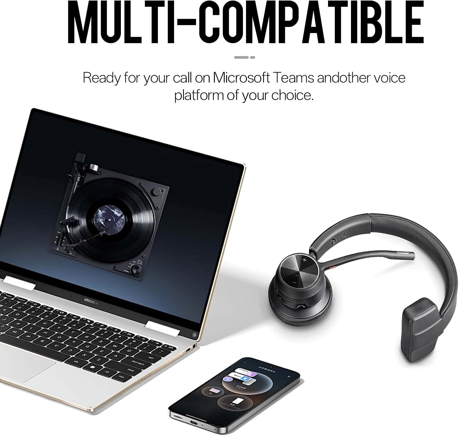 Poly Voyager 4310 UC Wireless Headset & Charge Stand - Single-Ear Headset, Connects PC/Mac/Mobile Phone via Bluetooth with USB-C to A Adapter & USB C Dongle & USB A-C Cable & Storage Bag