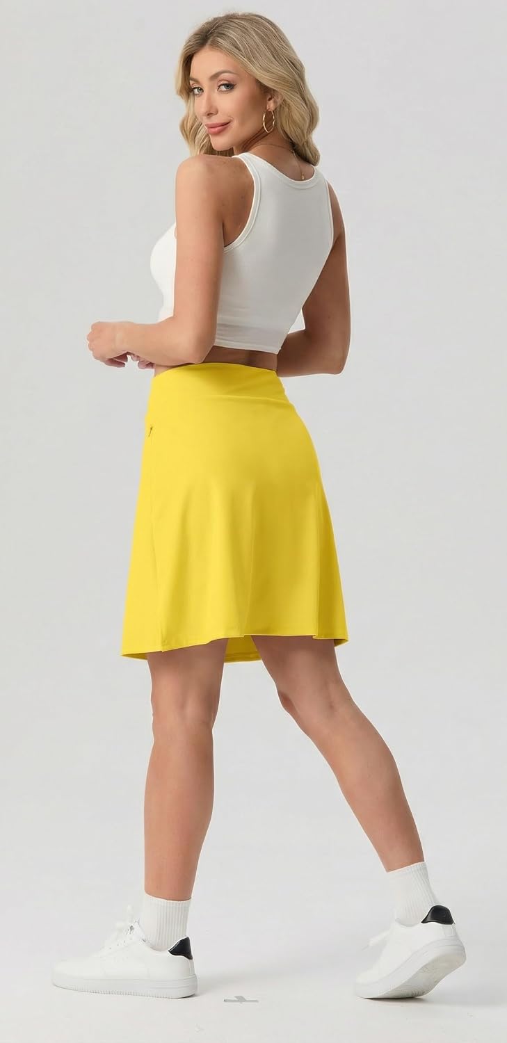 PrinStory Tennis Skirt for Women High Waisted Golf Skort Athletic Skirt Pickleball Skorts with Zipper Pockets