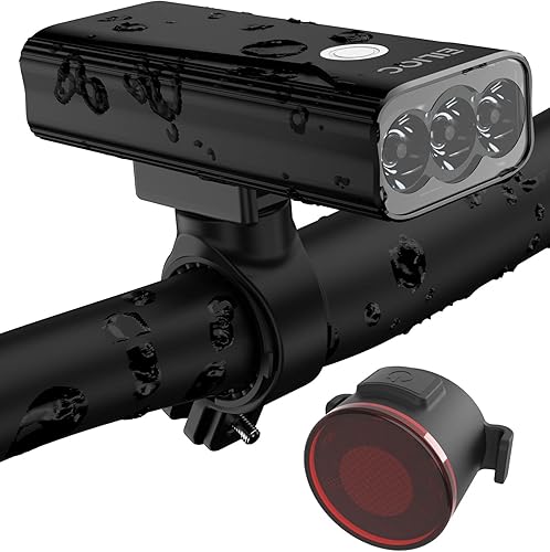 Luces de bicicleta para conducción nocturna, luz de bicicleta de 6400 mAh delantera y trasera recargable por USB, juego de luces traseras y faros