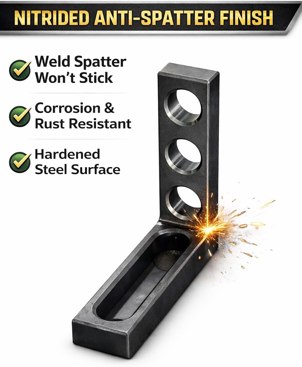 Teche Large Clamping Squares for 5/8" Welding Fixture Tables (2-Pack) – Heavy Duty Solid Alloy Steel 90-Degree Positioning Blocks (3.5" x 3.5")
