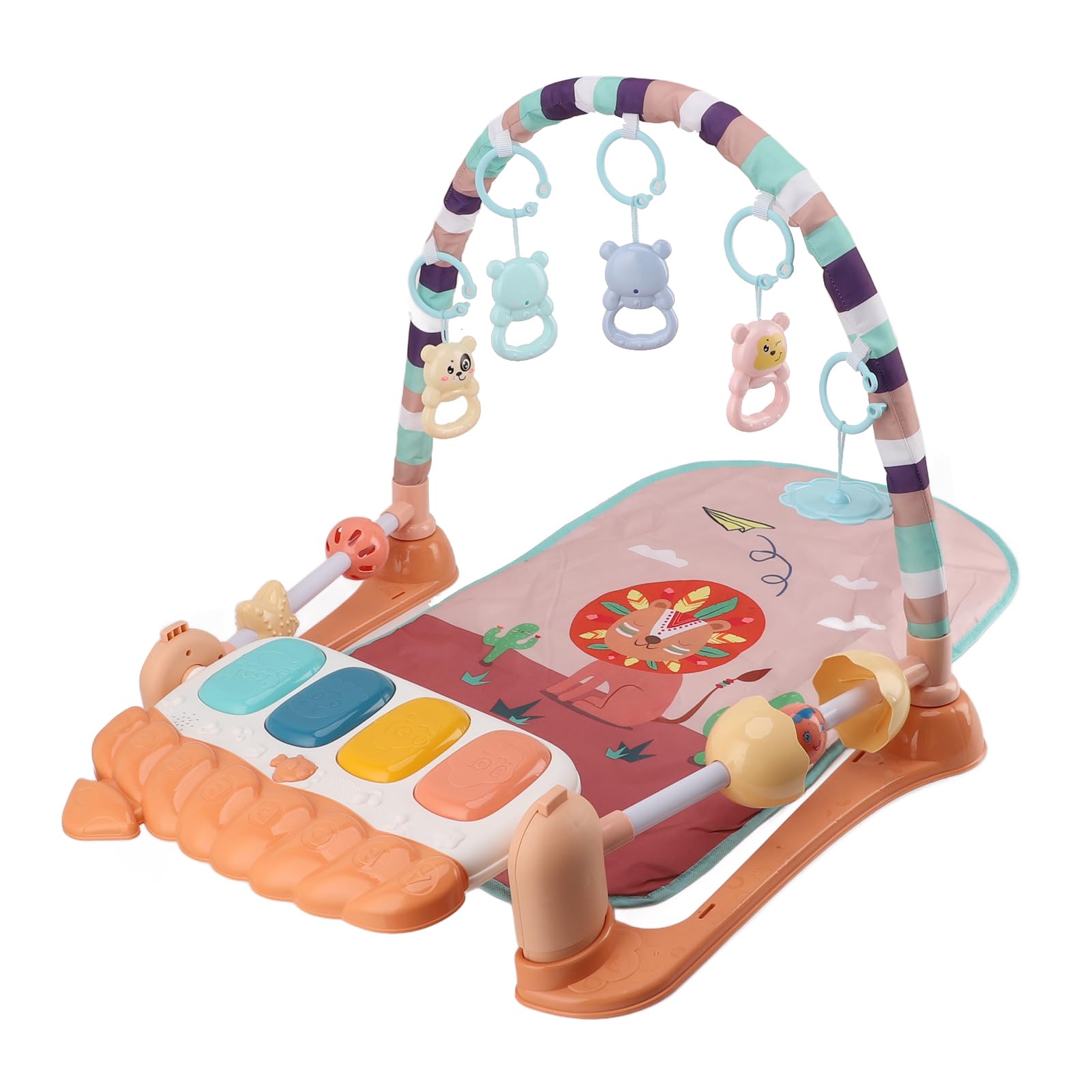 Tappetino per Kick and Play per Neonati, Tappetino da Gioco per Palestra per Bambini con Specchio, Centro attività per Tappetino per la Pancia per Giocattoli Neonati