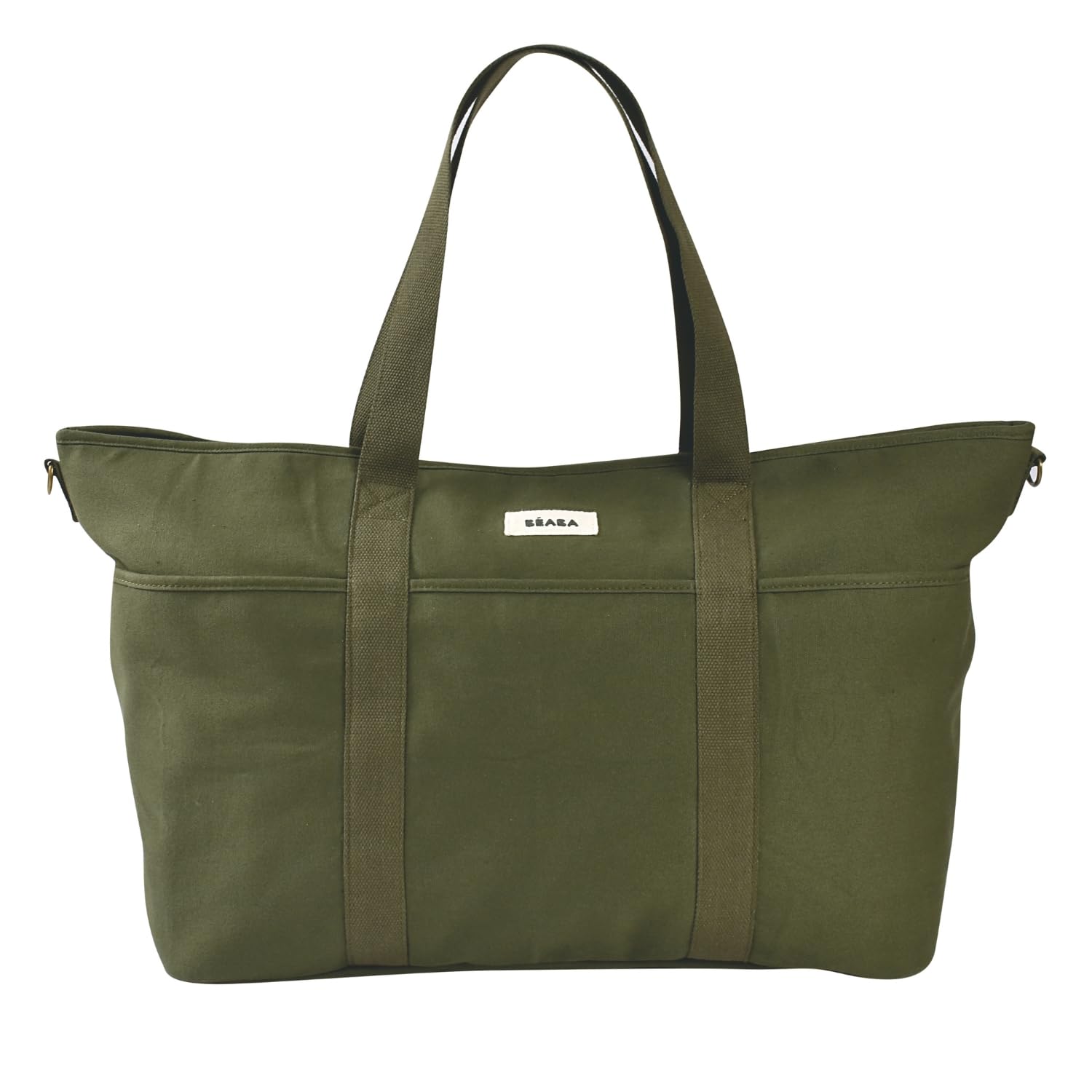 BÉABA, Sac à Langer Madrid XXL- 44L– Tote Bag Grande Capacité, Sac à Langer Maman Papa avec 11 Poches, Poche Isotherme, Attache Poussette Intégrée, Tapis à Langer Matelassé, Kaki