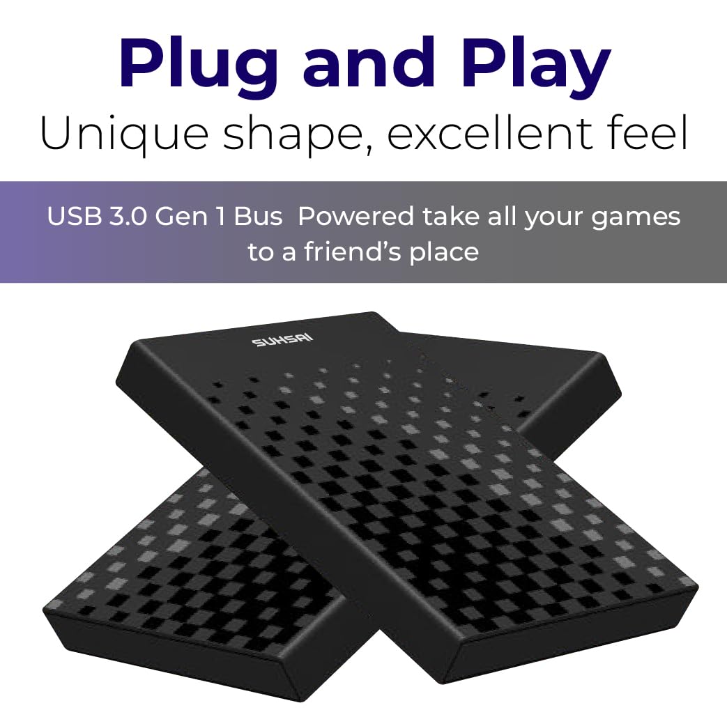 SUHSAI Disco rigido esterno 1 TB USB 3.0 Plug & Play per il gaming | Elevata velocità per laptop, PC, Mac, computer desktop e console di gioco. Design compatto e leggero per il backup dei dati.