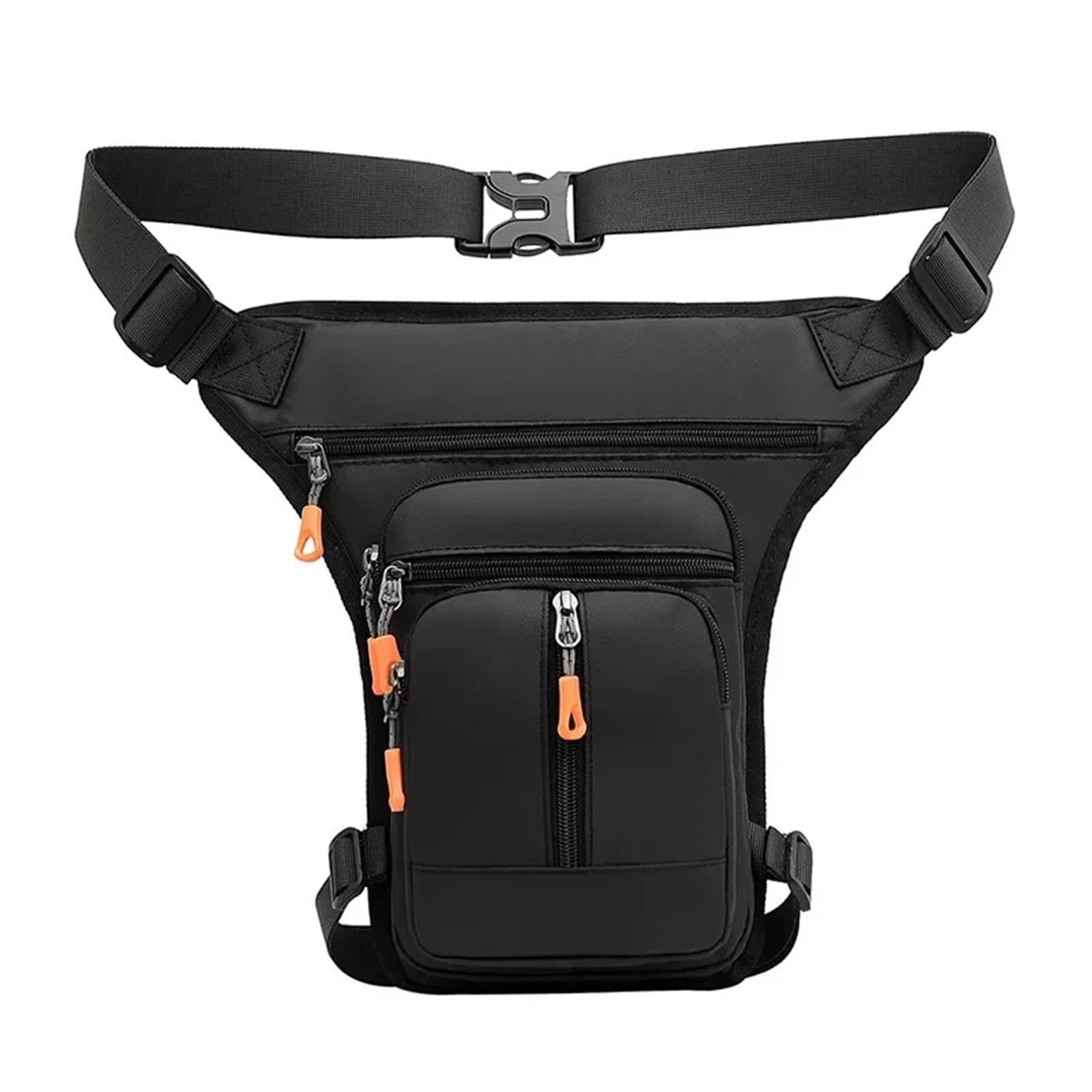 Pernera Moto Bolsa de Muslo for Motocicleta, Bolsa de Pierna for Mujeres y Hombres, con Correa for la Pierna, Monedero extraíble for Viajes, Senderismo, Escalada y Actividades al Aire Libre.(Black 1)