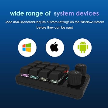 12-Key Macro Pad Programmable Mini Mechanical RGB OSU Knob Wireless Type-C