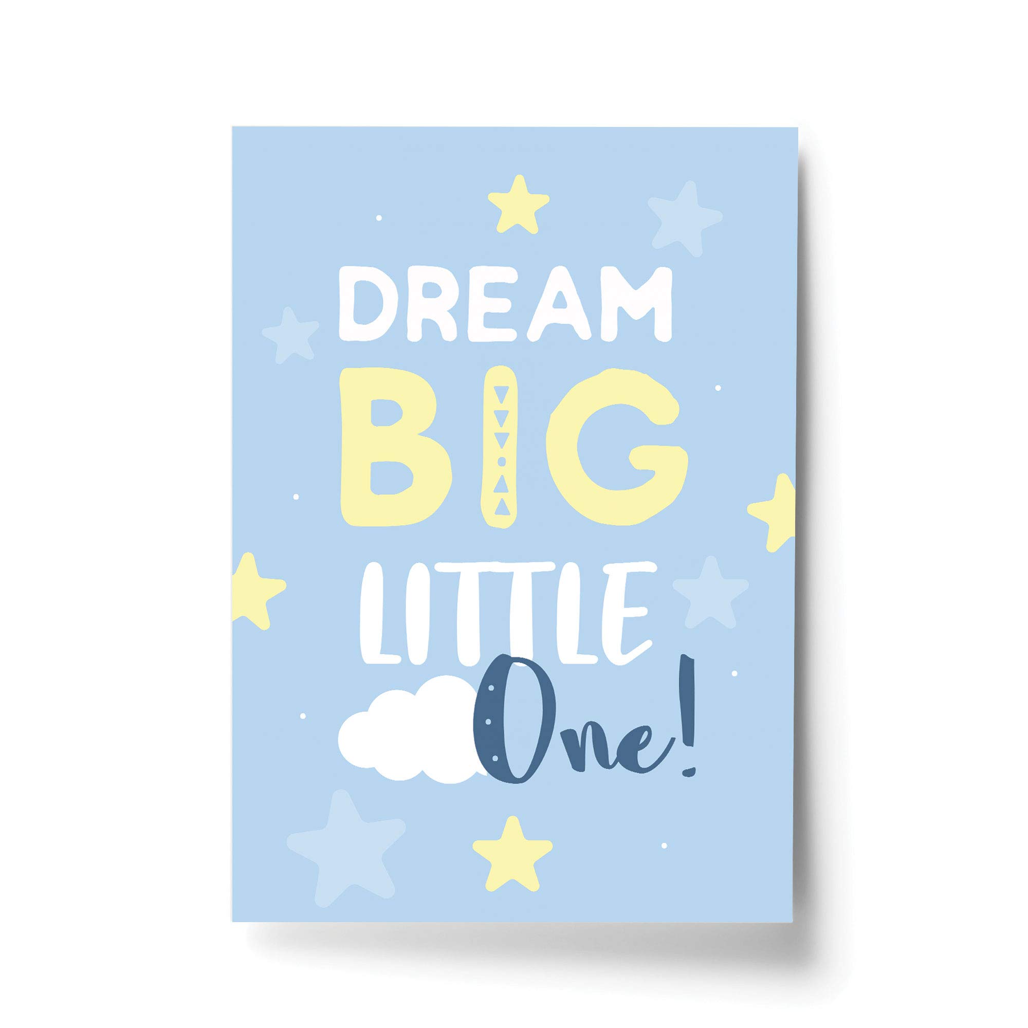 RED OCEAN Blue Nursery Prints/Nursery Room Wall Art Pictures/Baby Boys Room Decor/Bedroom Wall Decorations (A4 Print Only - Dream Big Little One Blue Stars)