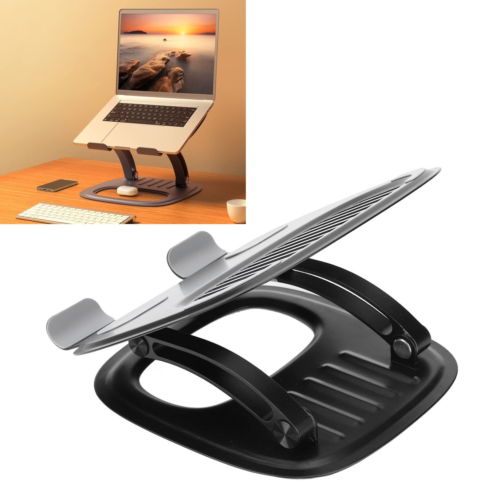 Pwshymi Supporto per Laptop in Lega di Alluminio Supporto Pieghevole Regolabile in Altezza per Laptop da 10 a 16 Pollici