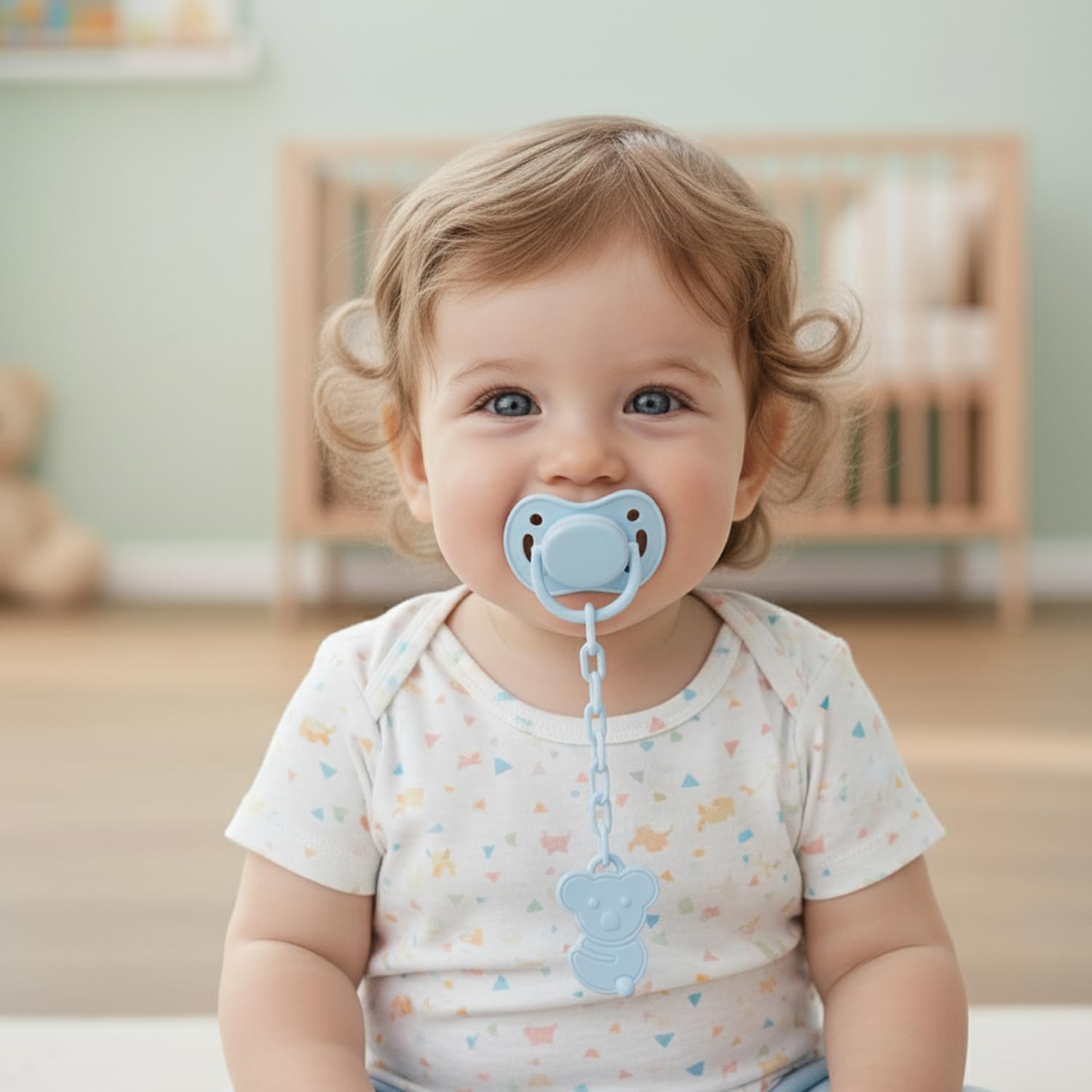 Safe-O-Kid®- BPA-Free Pacifier/Soother with Holder Chain – Non-Toxic, Safe for Babies, Convenient and Durable, Keeps Pacifier Clean, BPA-Free Design (Assorted)-picture-22