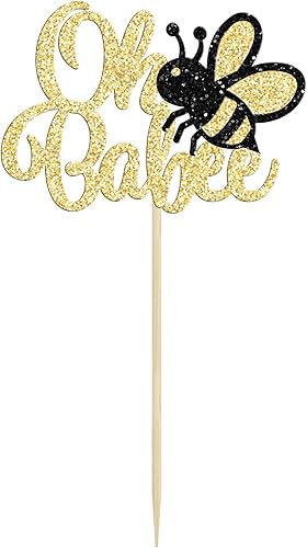 Miniatura 3 de Gyufise 24 piezas de decoración para cupcakes Oh Babee con purpurina de abejorros para cupcakes Oh Baby Cake Decoraciones para temática de abejas,