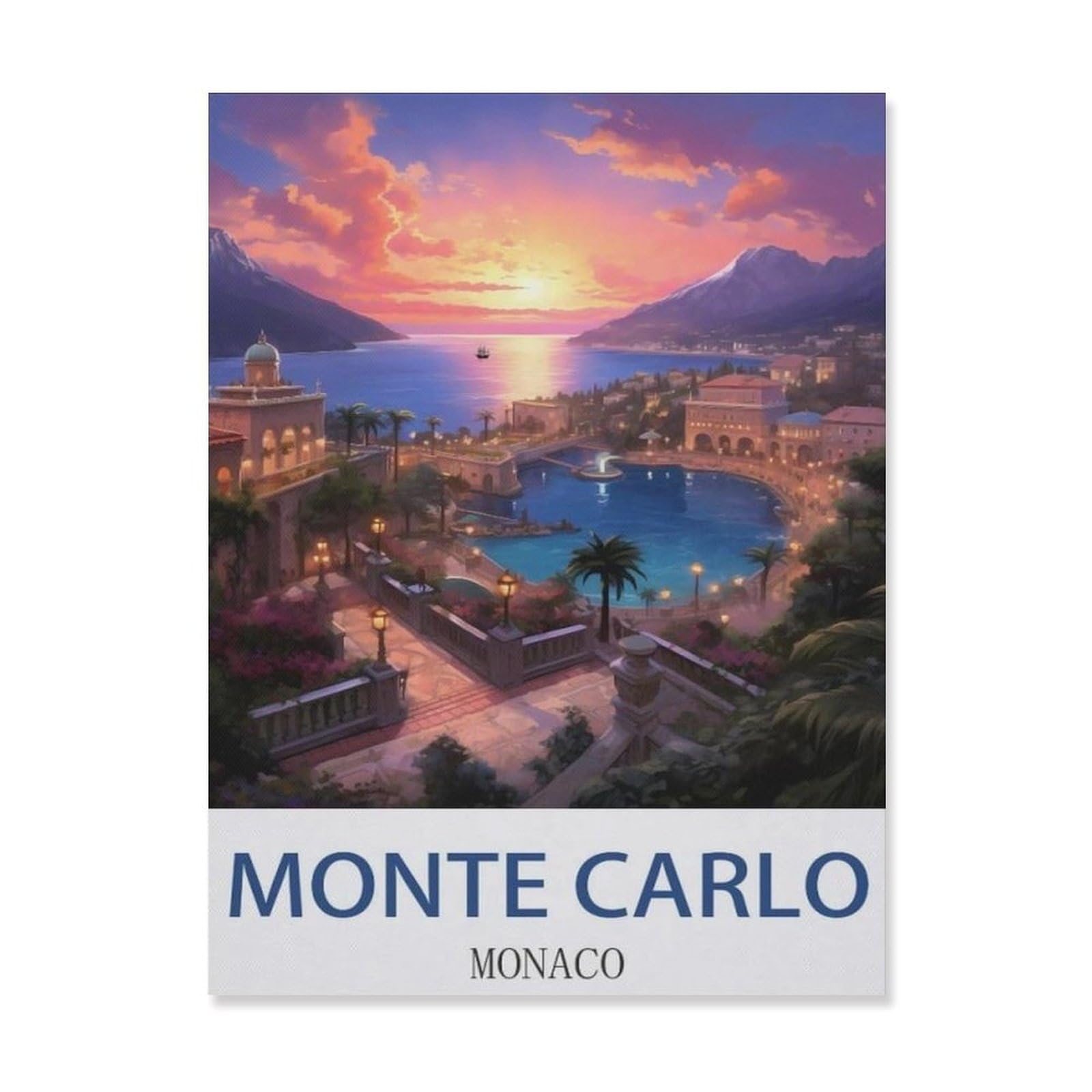 Vintage Metal Tin Sign，Monte Carlo Monaco，Retro Wall Decor Art Tin Sign for Home Coffee Bar Restaurant Pub(15x30cm）6x12 inch-EF59