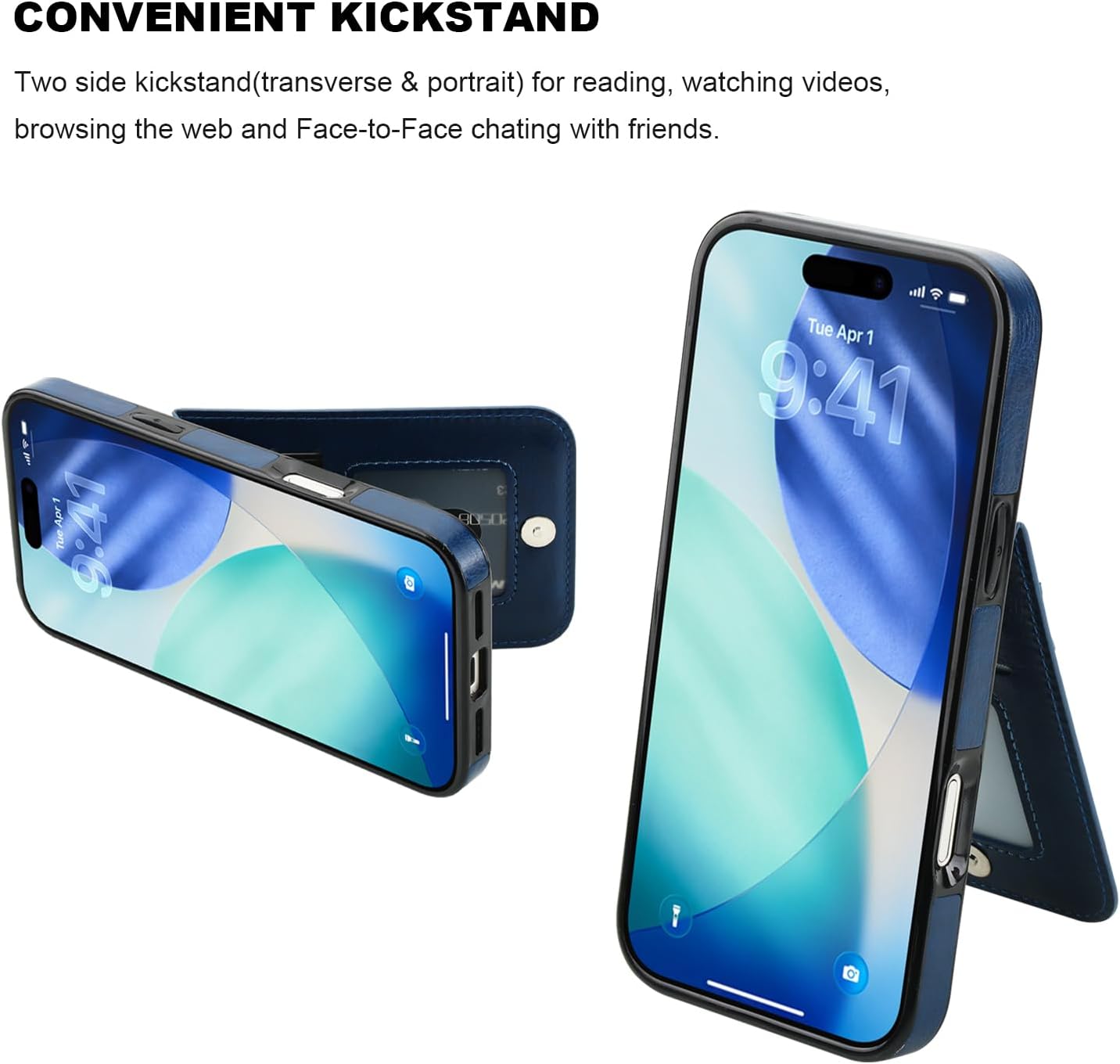 KIHUWEY for iPhone 17 Pro Max Case Wallet Compatible with MagSafe Wireless Charging, Credit Card Holder, RFID Flip Leather Magnetic Clasp Kickstand Heavy Duty Protective Cover 6.9 Inch (Blue)