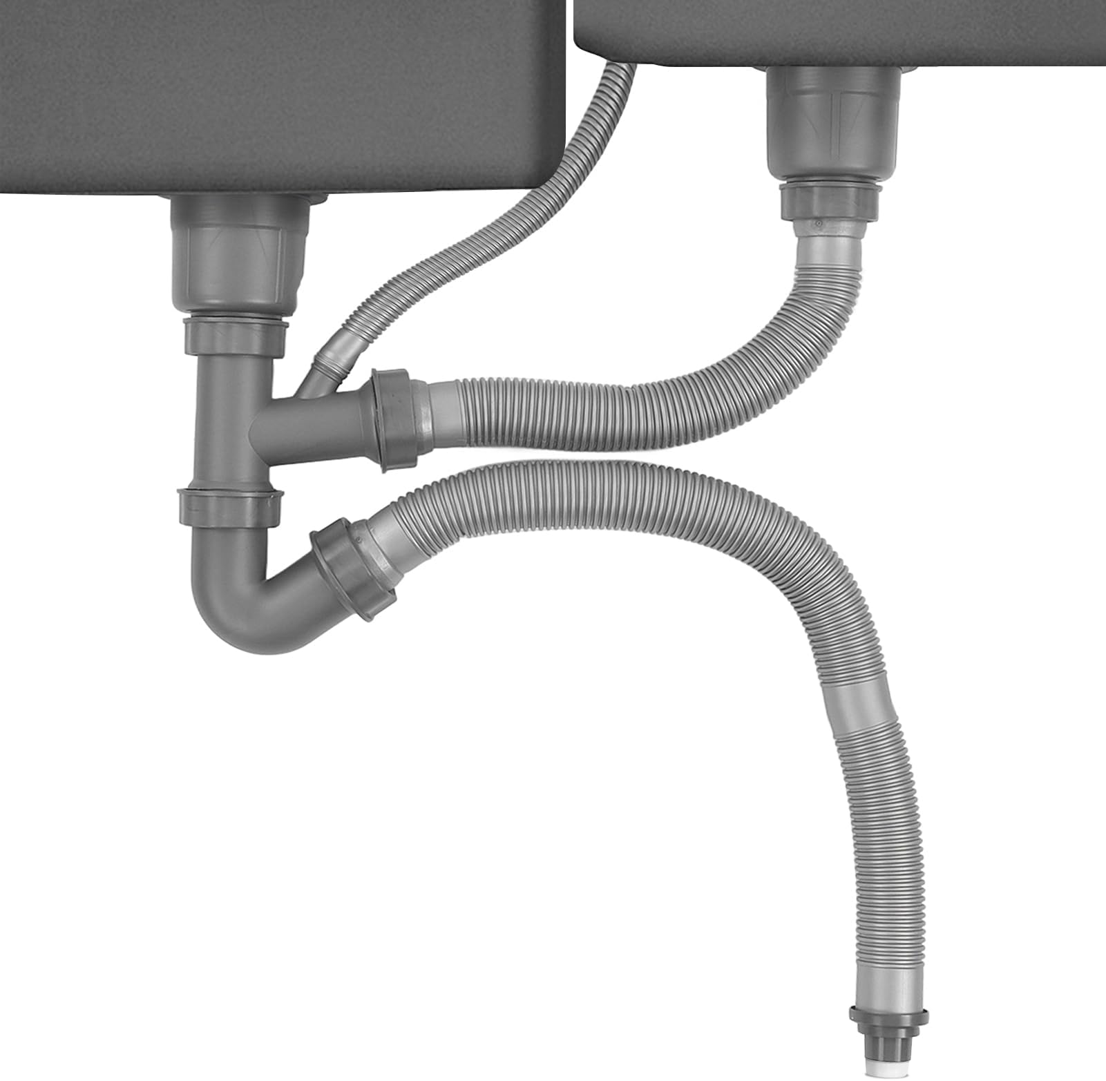 Double Sink Hose Kit Kitchen Sink Drain Pipe Kit Universal Double Sink Hose Drain Expandable Design Kitchen Sink Drain Hose Kit Quick Draining