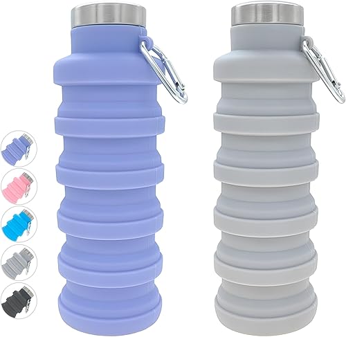 Miniatura 9 de YCT Botella de agua plegable 17oz (500ml), botella de agua portátil para viajes y deportes, botellas de agua plegables reutilizables de silicona