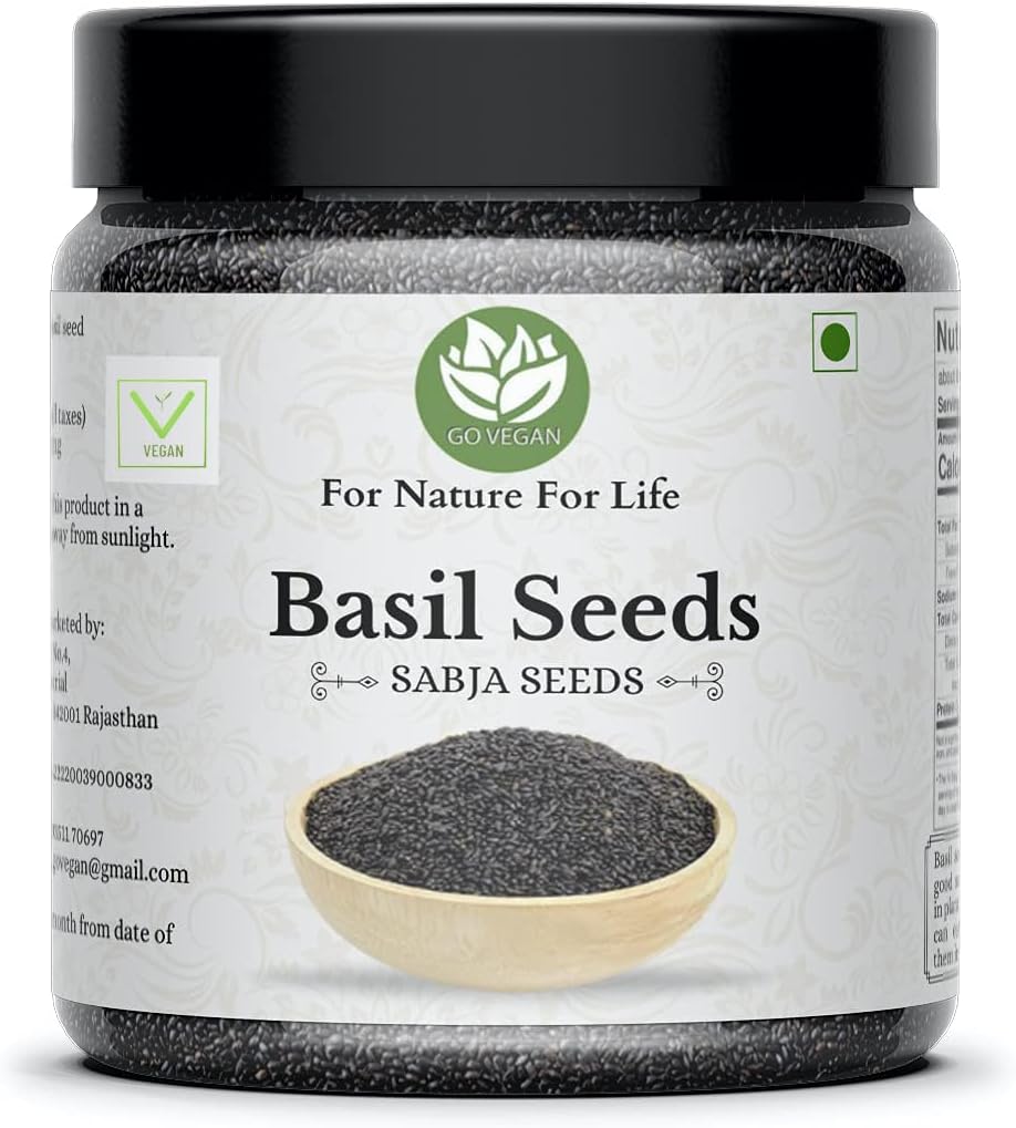 Raw Basil Seeds for weight loss - 300gm | Sabja Seed, Takmuria Seeds 300g (Jar Pack)
