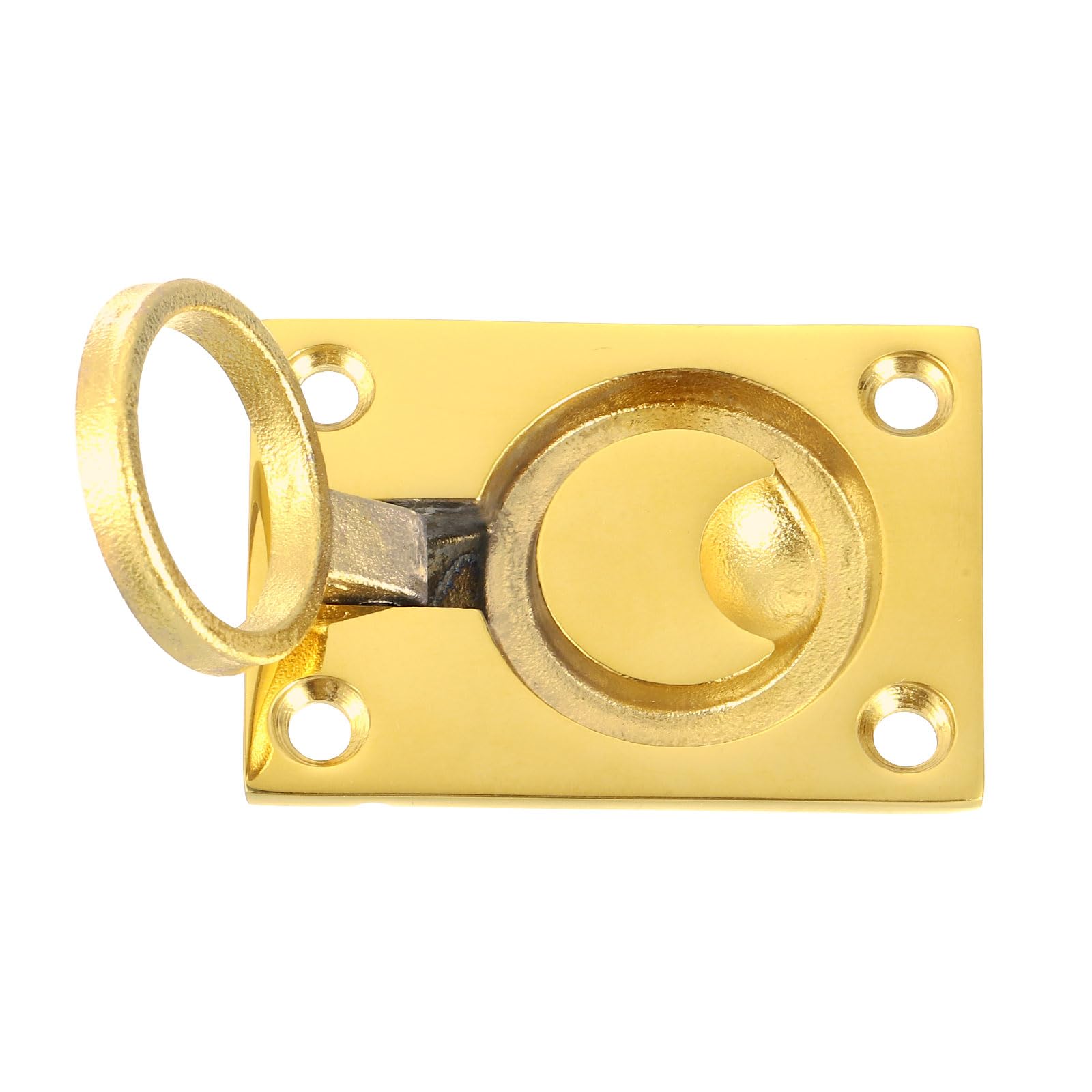 sourcing map 4 Stück bündiger Ringzug, 6,3 x 4,4 cm, Edelstahl, rechteckig, versenkte Türgriffe mit Schrauben für Möbel, Boot, Messington