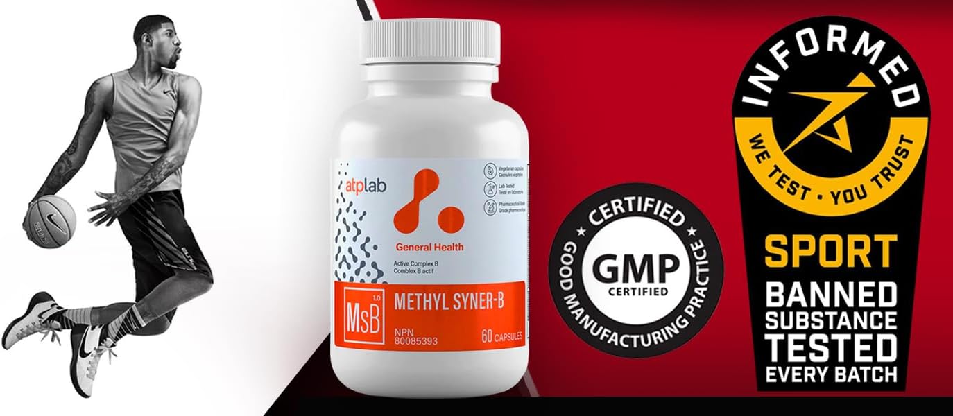 ATP LAB - Methyl Syner-B, 60 Capsules 30-Day Supply - Active Vitamin B Complex - Helps to Maintain Healthy Hair, Nails and Skin - Helps to Maintain Cognitive Functions and Support Liver Function