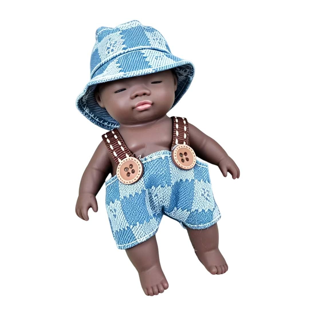 HIYAHB Black Baby Doll, Mini Soft Touch Baby Doll, Dark Skin Doll, SmallDoll for Children, Collectible Nursery Doll, Portable Companion Toy, Realistic MiniDoll Gift Toy