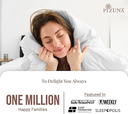 Miniatura 2 de Pizuna Juego de funda de edredón de 2 piezas de 100 % algodón, tamaño individual + 1 sábana bajera de 400 hilos, tejido de satén blanco, lujoso