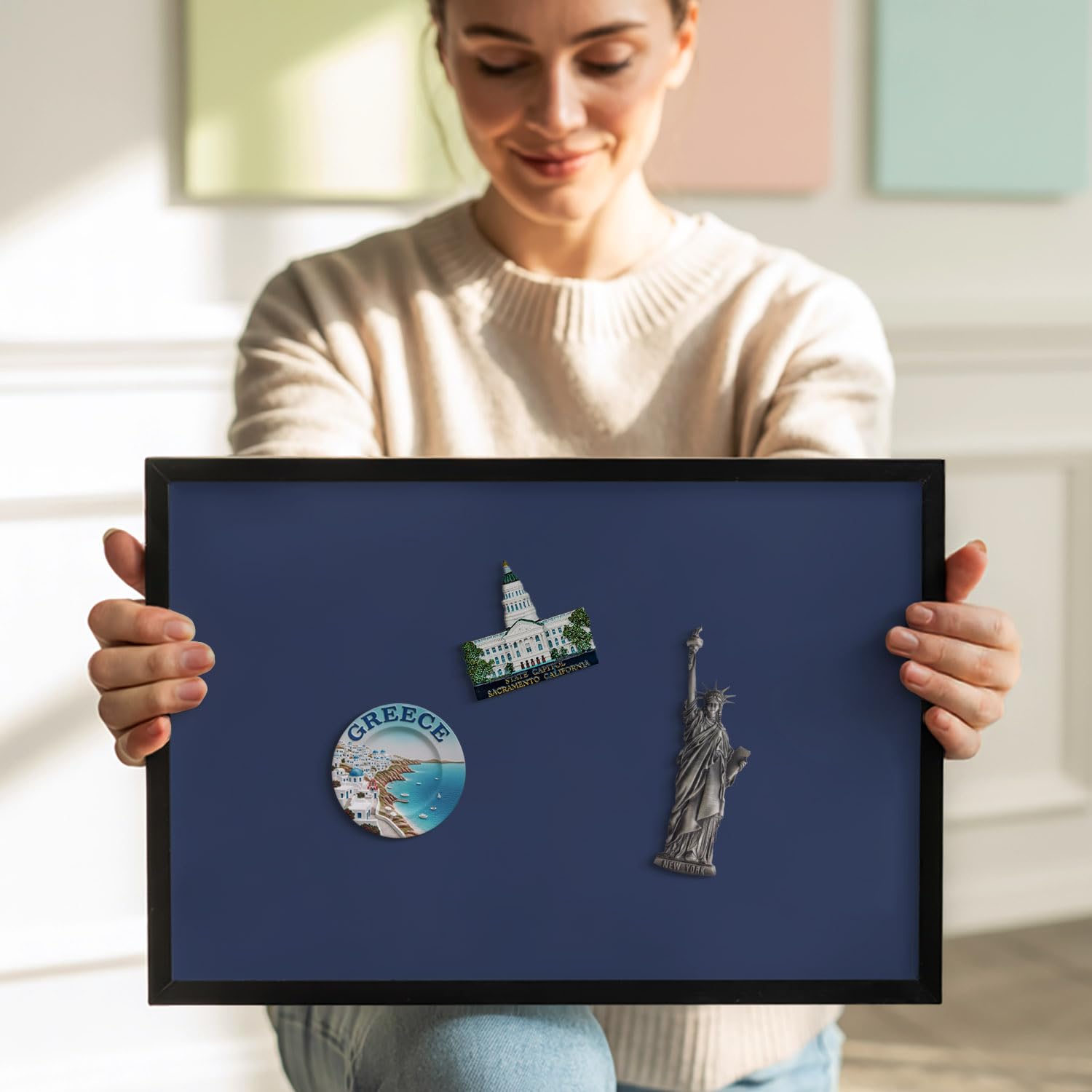 Tulup Bacheca Magnetica 50x50 cm – Design – Decorazione da Parete – – Accessorio d’Arredo per Interni – Scrivania Creativa – Mood Board –Marineblaue Farbe