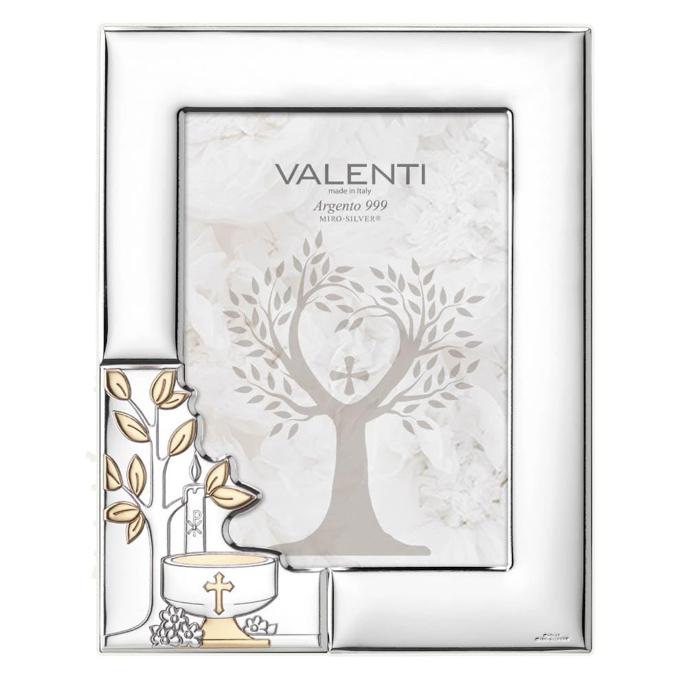 VALENTI & CO. Cornice Portafoto per Il Battesimo con L'Albero della Vita, Adatta a Fotografie 13 x 18 cm
