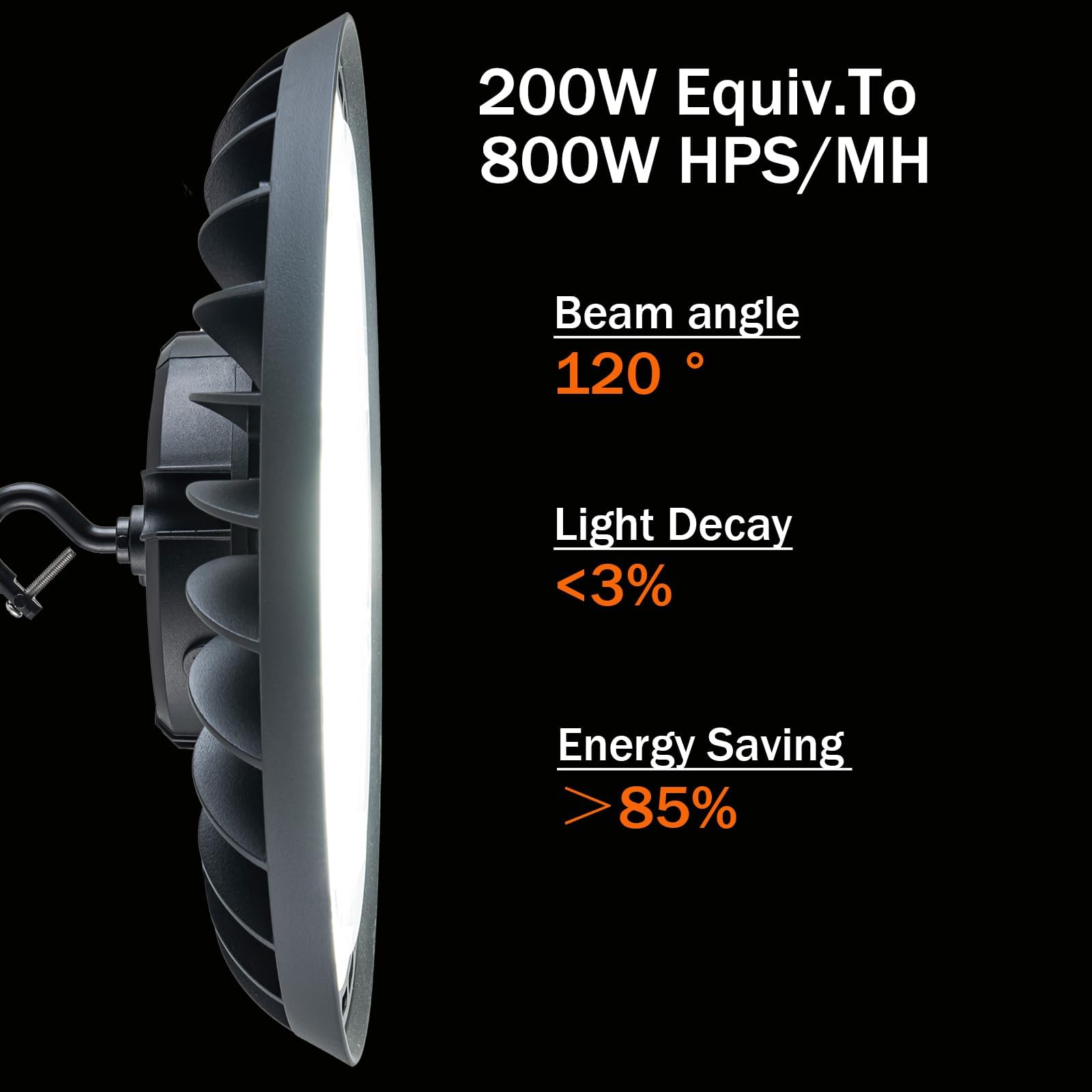 UFO LED High Bay Light 200W 6-Pack – 32,000 Lumens, 160LM/W, ETL Listed, 0-10V Dimmable, Selectable CCT & Wattage, IP65, 5-Year Warranty For Warehouse, Shop, Gym