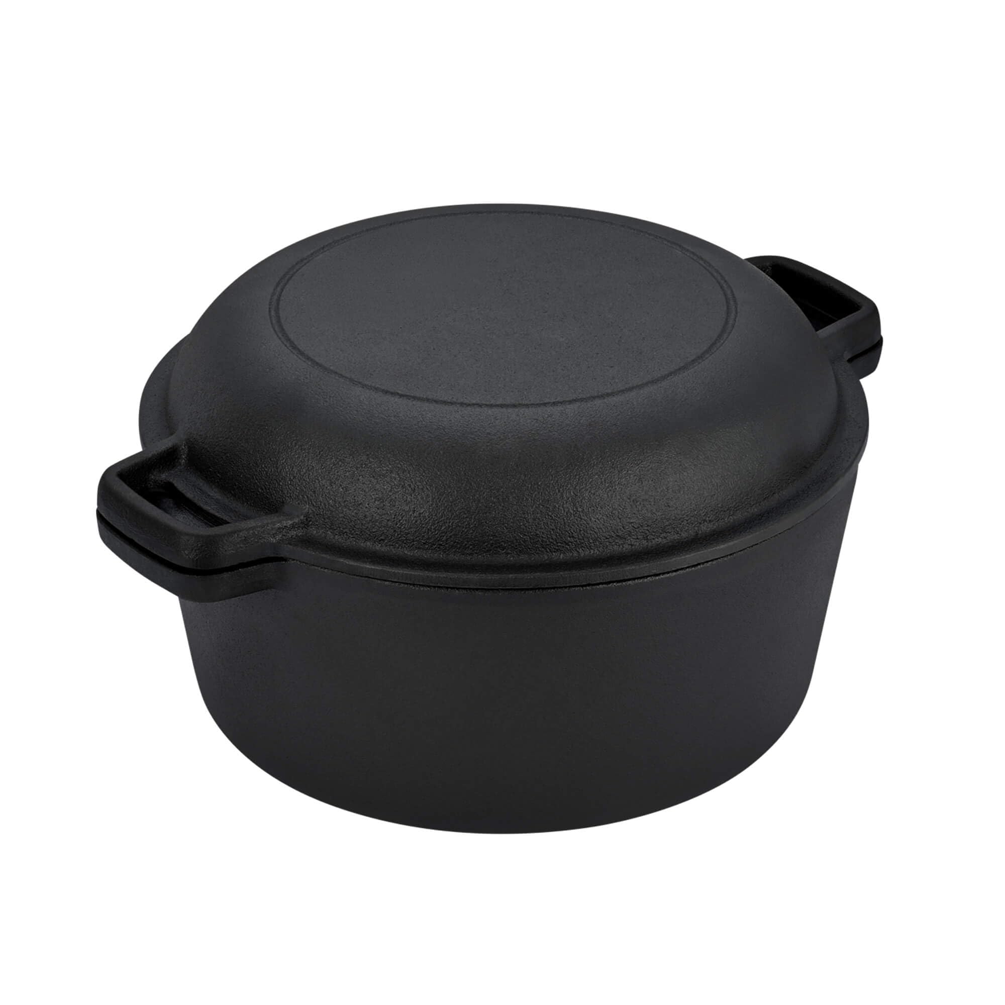 GRÄWE Dutch Oven CI 350 Ø 26 cm – Gusseisen Brat- & Kochtopf 2-in-1 mit Deckel, Induktion & Backofen geeignet, Schmortopf & Bräter für Outdoor & Küche, 5QT, 4,7 Liter