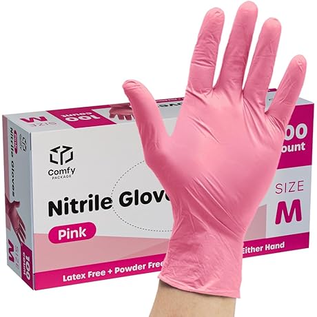 Pink Nitrile Disposable Gloves - [100 Count] | Latex Free | Non-Sterile Powder Free