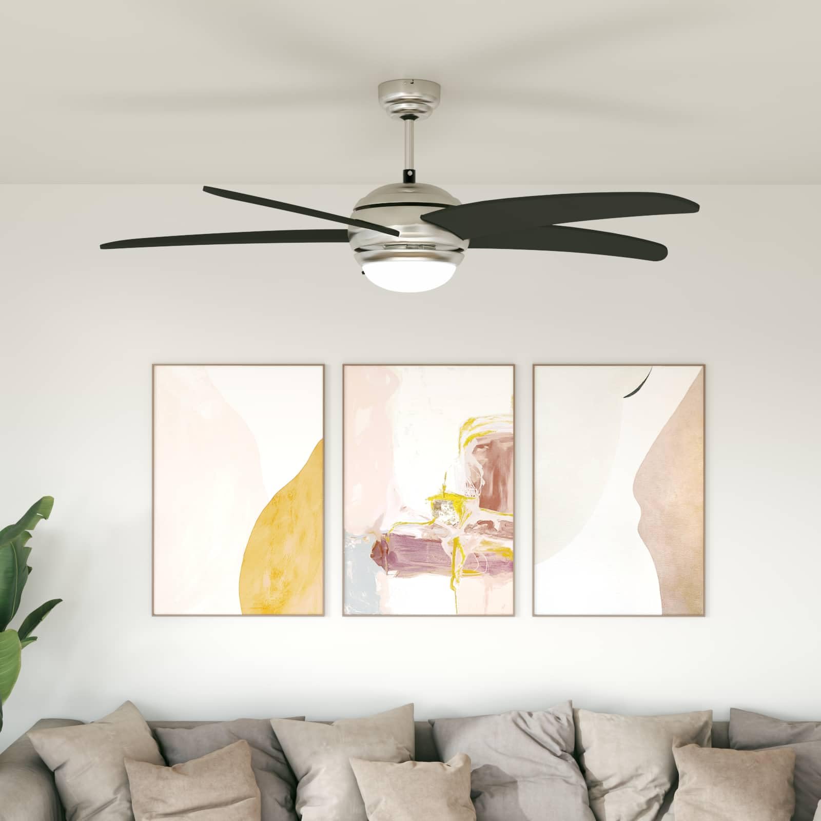 Genérico Ventilador de Techo con Luz y Control Remoto Ø 130 cm Negro,Casa y jardín,Electrodomésticos,Control del Clima,Ventiladores,Ventiladores de Techo,7.345 kg-42035658