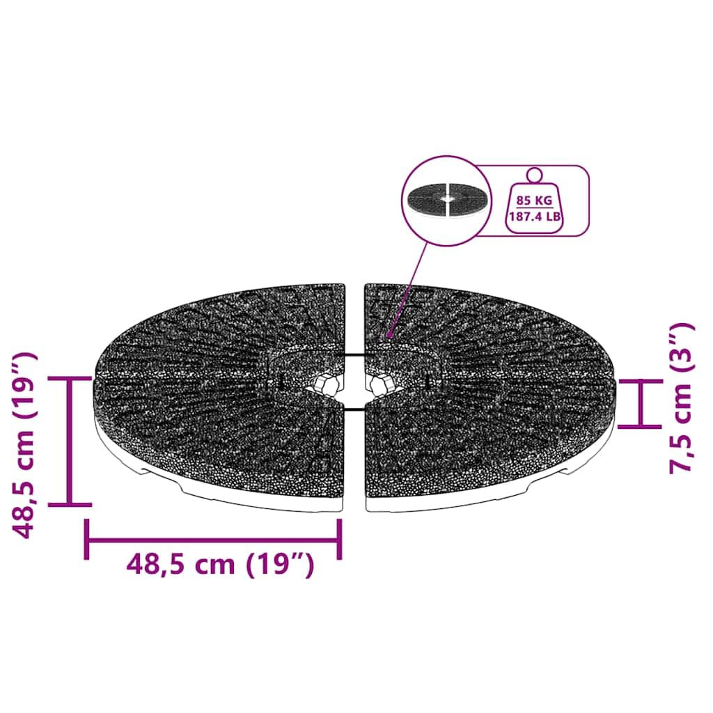 vidaXL Podstawa pod parasol w formie wachlarza, 4 elementy, czarna
