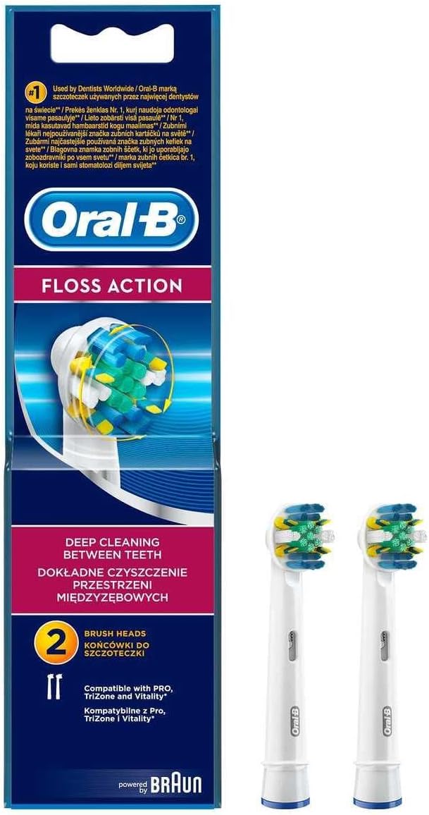 Oral-B EB 25-2 Floss Action Replacement Brush Head, Pack of 2