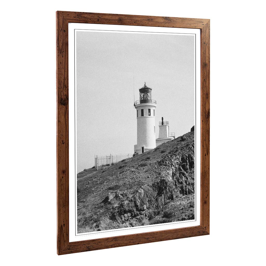 Big Box Art Framed Print of Architecture Lighthouse Anacapa Island Light Station, California Design | Wall Art Picture| Home Decor for Living Room, Bedroom, Walnut, A2 / 24.5x18 Inch / 62x45cm