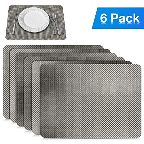 AEMIAO Sets de Table, Lot de 6 Sets de Tables PVC Antidérapant Résistant à la Chaleur Lavable Napperons pour Restaurant Table à Manger de Cuisine, Facile à Nettoyer et Stocker, 41cmx35cm (Lot de 6)