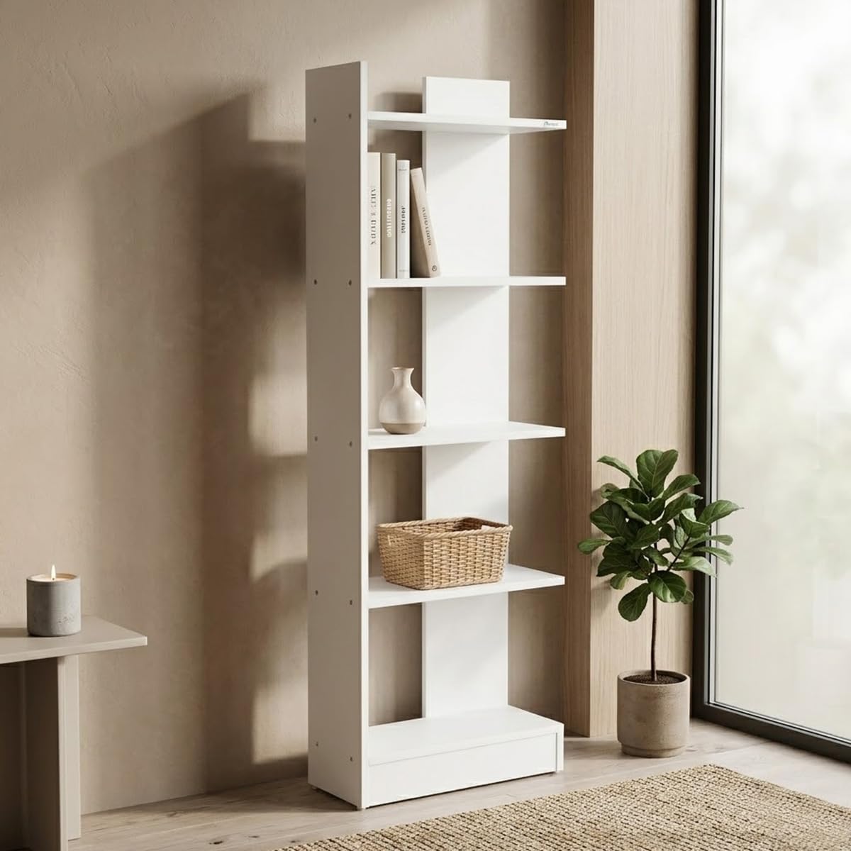 Nilkamal Neil Wooden Book Case| Book Shelf with 5 Open Shelves | Engineered Wood| Multipurpose Storage Organizer | for Living Room, Office, Library | White-image-27