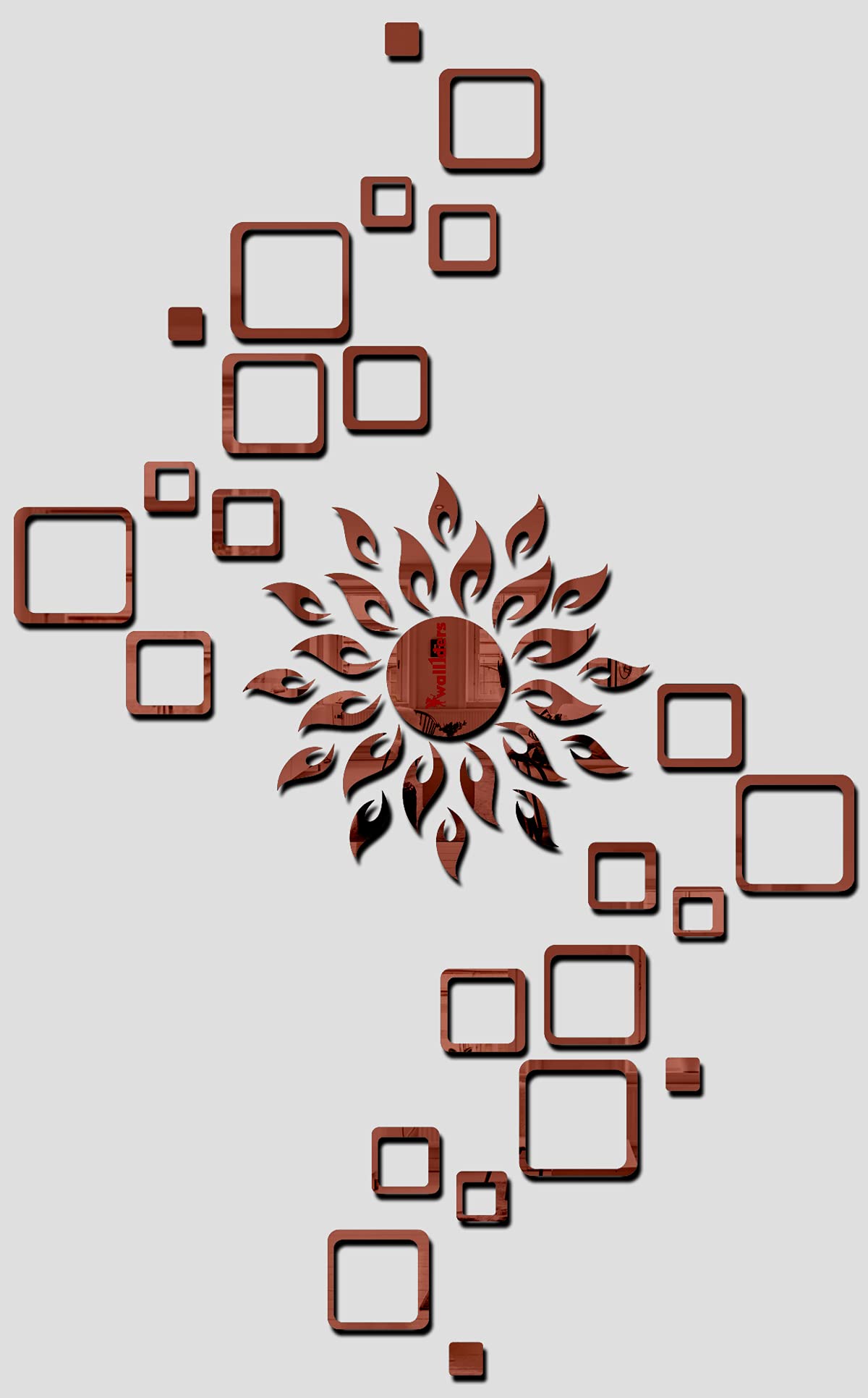 Wall1ders Sun Brown with 24 Square Brown (Sun Size 45 cm x 45 cm) Mirror Stickers for Wall, Wall Mirror Stickers, Acrylic Stickers, Wall Stickers for Bedroom Hall (B096MRMG6Y) Amazon Price History, Amazon Price Tracker