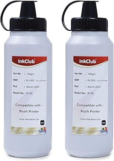 Inkclub Toner Powder Refill Bottle Compatible for Ricoh Printer 100Gm (Black)- Pack of 2