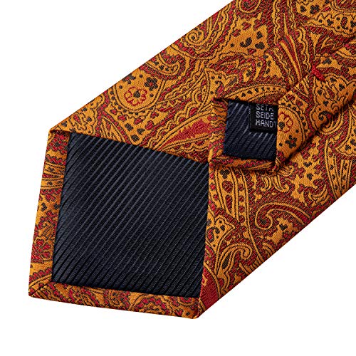 Image of DiBanGu Extra Long Tie for Men 63 inch XL Silk Necktie Set | Pocket Square and Cufflinks, Big and Tall, Jacquard Woven, Gift Box, Paisley /Plaid /Solid /Striped, for Weddinng Party Business