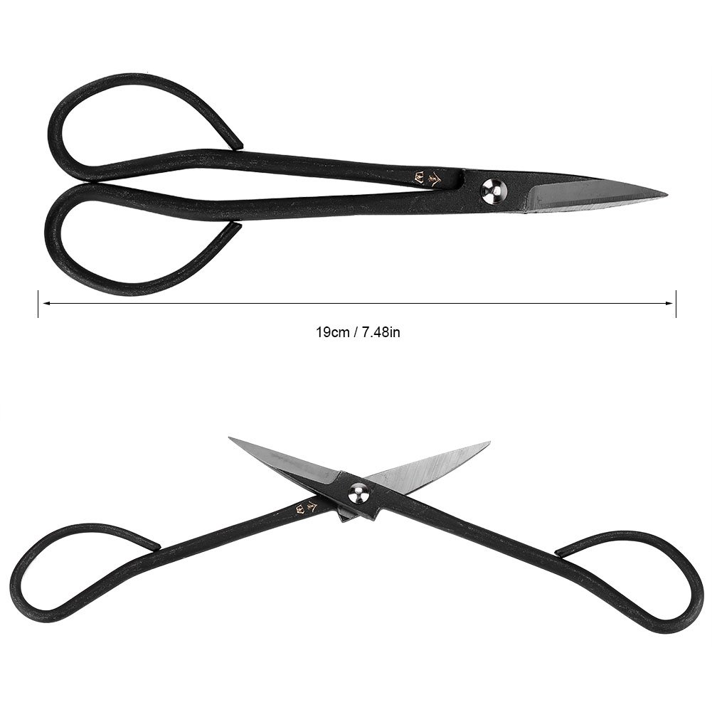 Bonsai Scissor, Stainless Steel Garden Bonsai Scissors Shear Root Branch Trimming Pruning Tools 190mm (Black)
