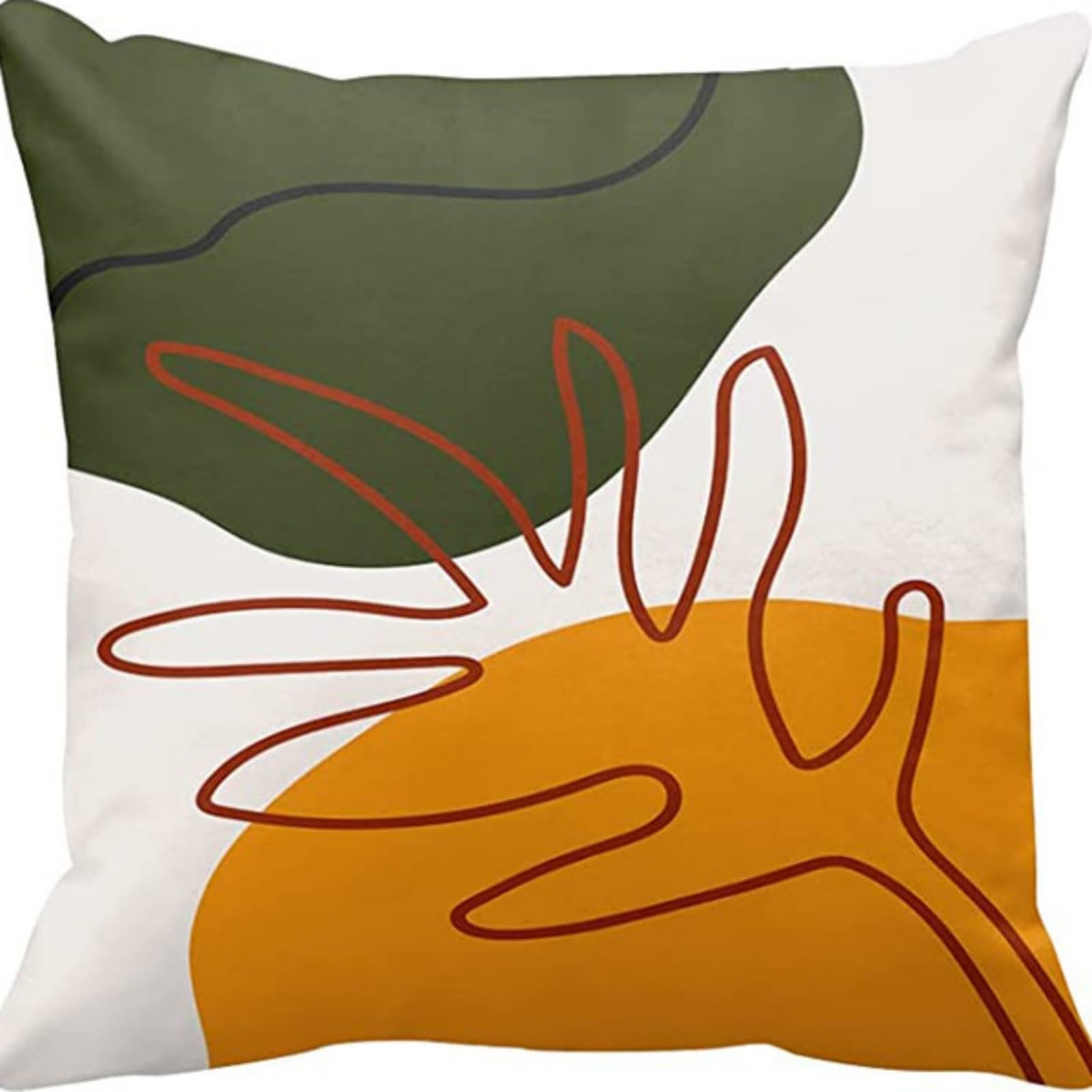Cushion Covers 60cm x 60cm Green Red Large cushions with covers included - Linen Square Decorative Throw Pillowcases with Invisible Zipper, for Livingroom Sofa Bedroom