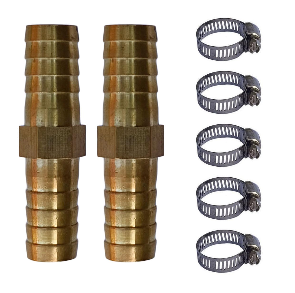 ESEKSAFAR Brass Barb connector Hose Fitting connector for Gas/Pneumatic/Fuel/Air/Water pressure pipe and etc (2pc 12.5 mm (1/2 inch) Connector & clamp 5pc)-image-31