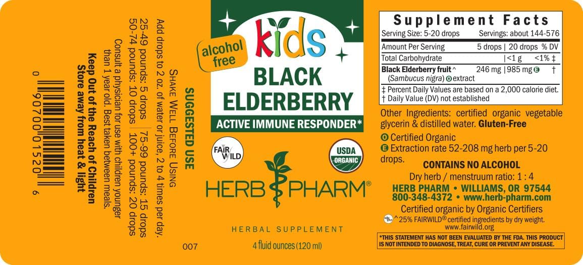 Herb Pharm Kids Certified-Organic Alcohol-Free Black Elderberry Glycerite Liquid Extract, 4 Ounce - Image 12