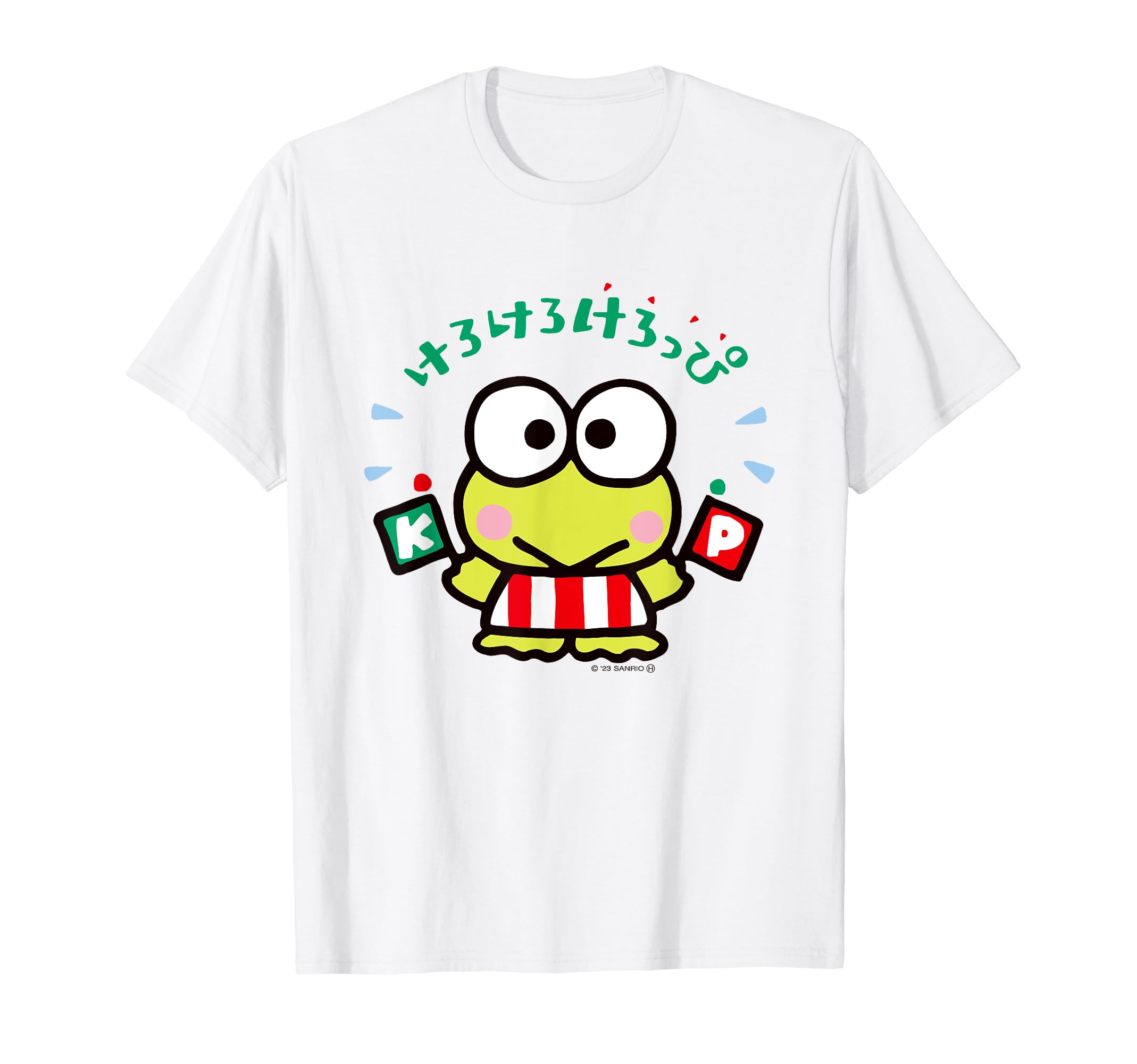 SANRIO サンリオ　けろけろけろっぴ 爬虫類 Tシャツ 黒 アニマル 生産終了 再無 サンリオ けろけろけろっぴ 柄 胸ポケット付き