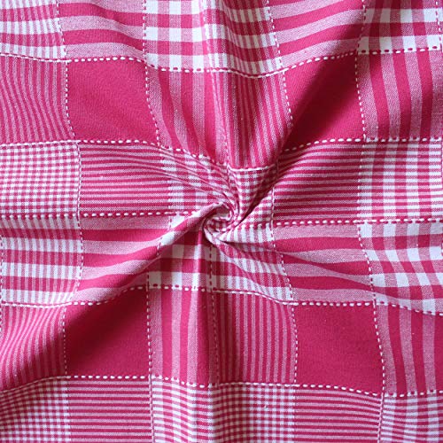 Image of AIRWILL 100% Cotton Checkered Pattern 2 Seater Square Table Cover Sized, 36x36 inches (Pink, Pack of 1)