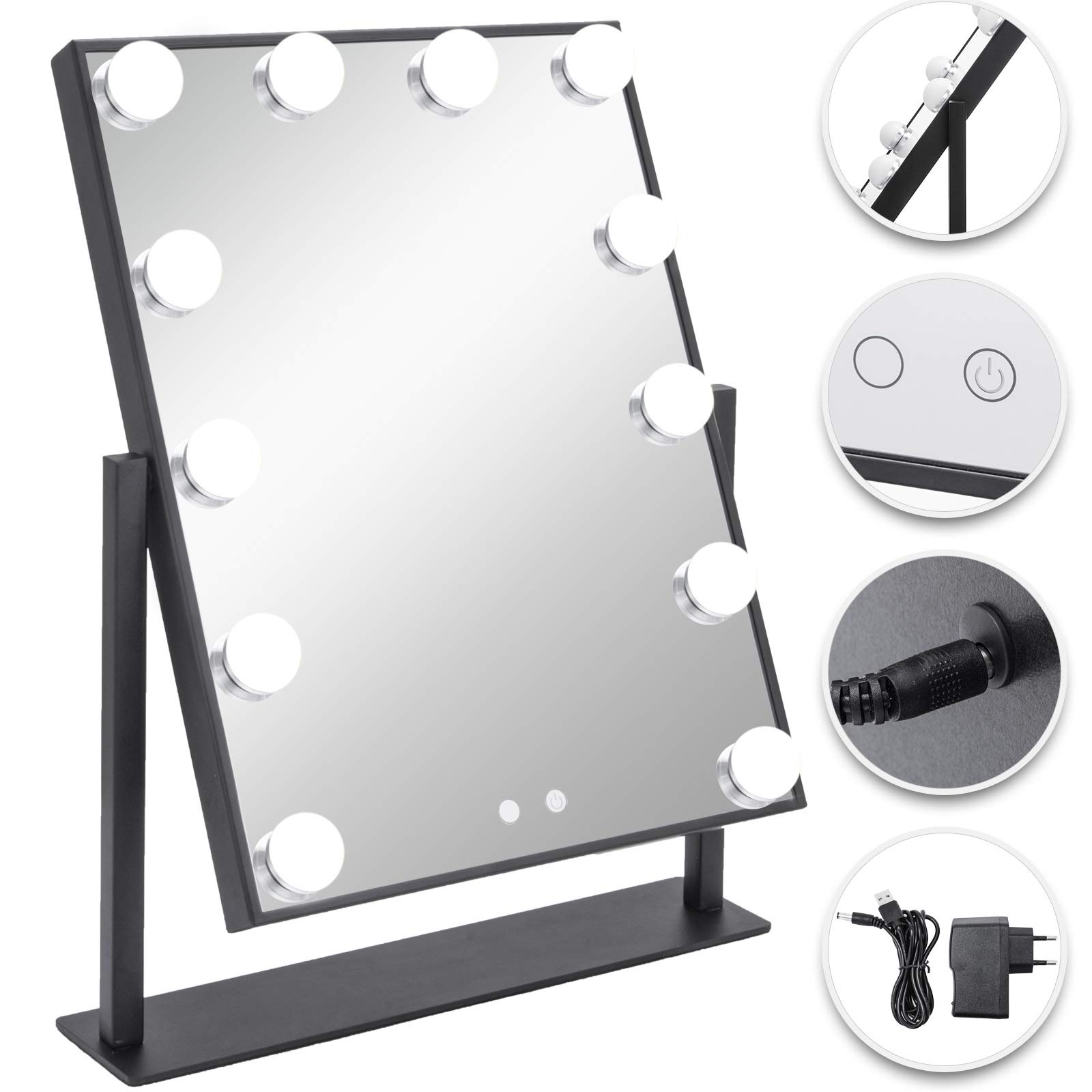 Happybuy Led Vanity Makeup Mirror 15.7 X 11.8 Inch Touch Screen Lighted Make Up Mirror with 14 Dimmable LED Bulbs Hollywood Style Makeup Mirror for Table Countertop Cosmetic