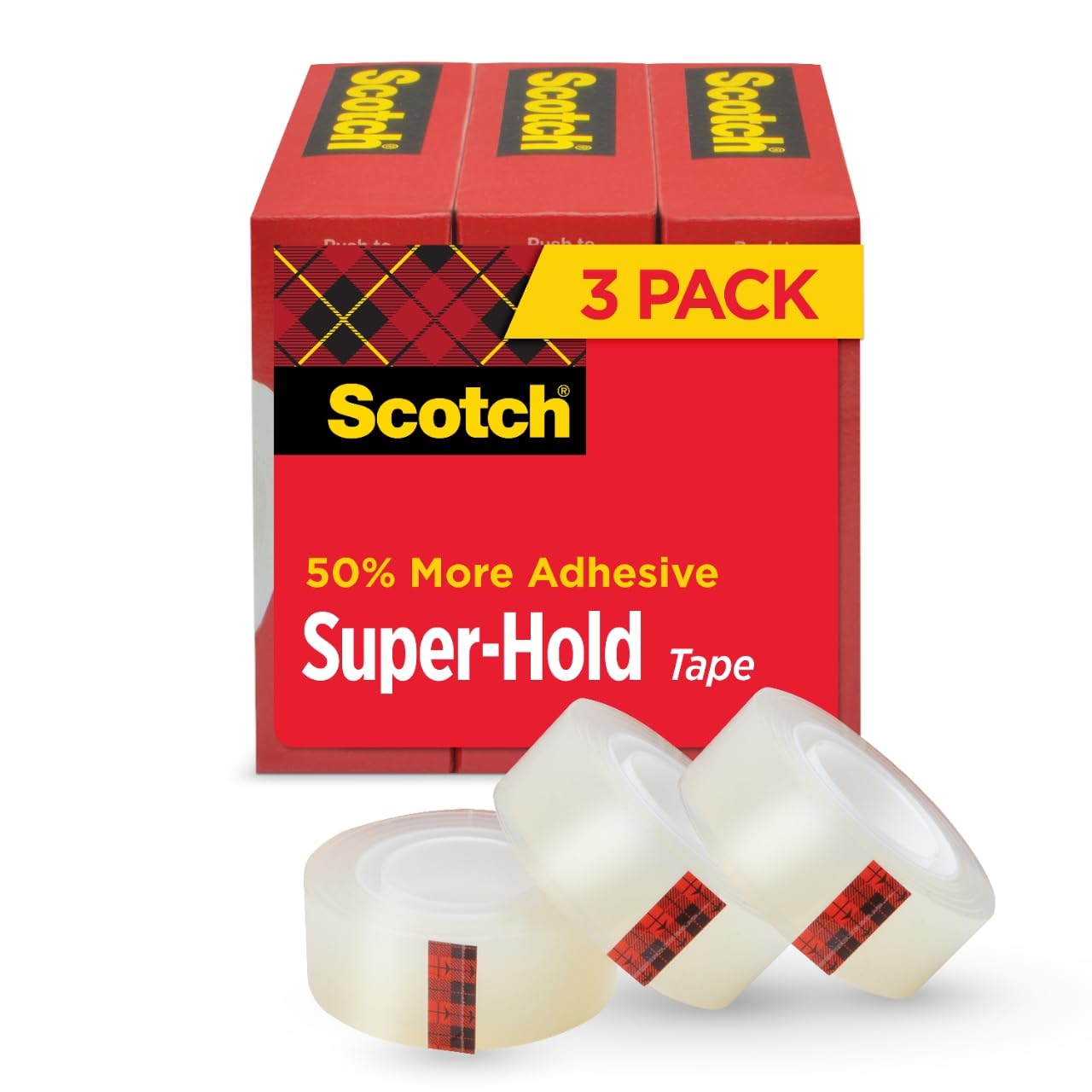 Scotch Super-Hold Tape Transparent Finish, Tape Refill Rolls, 3/4 x 300 Inches, 3 Rolls